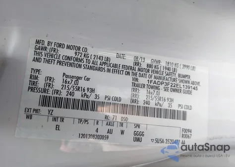 2014 Ford Focus Se z USA, uszkodzony, nr VIN 1FADP3F22EL139145